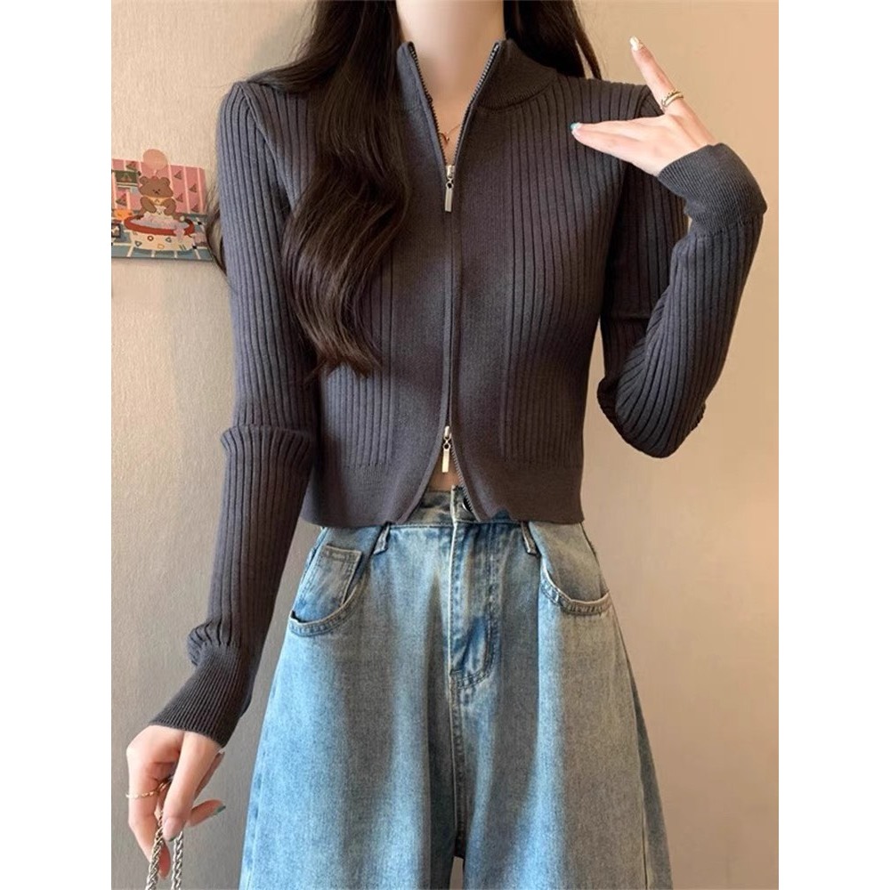 Áo len dáng ôm có khoá kéo 2 đầu - Spring Girl - Aolenkhoa2dauNE36_P0K12