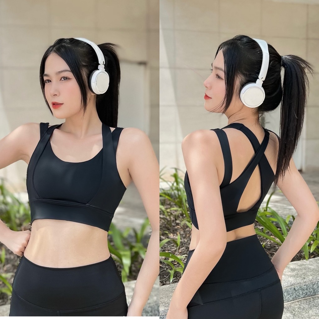 Áo bra thể thao tập gym yoga aerobic 4 dây nâng đỡ vòng 1 kèm mút chất vải thun lạnh -(Ao13)