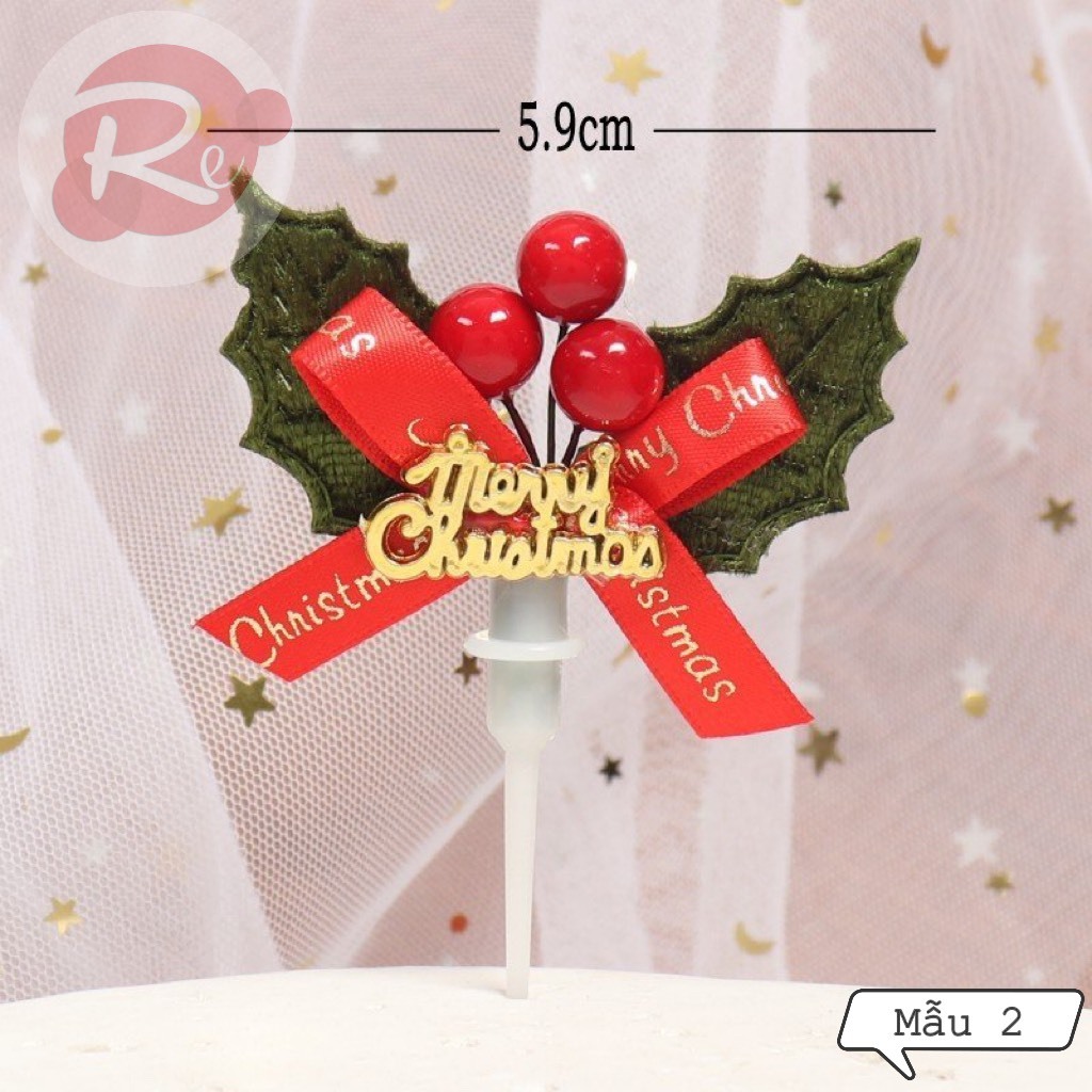– Que cắm lá Noel - Mix mẫu - Trang trí bánh sinh nhật bánh kem