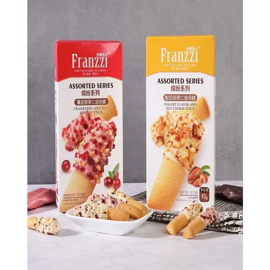 Bánh quy giòn Frannzi mix sữa chua hoa quả và hạt giòn hộp 93gr