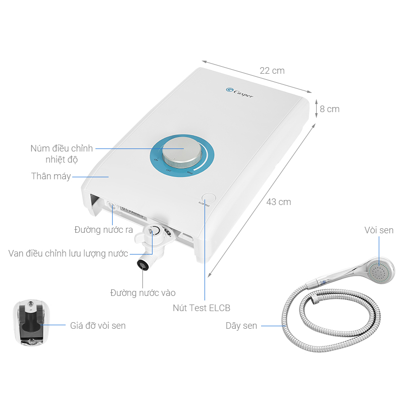 EN-45TH11 - Miễn Phí Công Lắp Đặt - Máy Nước Nóng Trực Tiếp Casper 4500W EN-45TH11 - BẢO HÀNH CHÍNH HÃNG