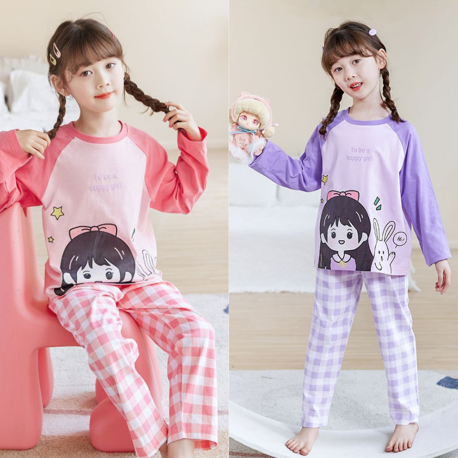 Bộ Dài Tay Bé Gái 4 –  12 Tuổi  Thun Cotton Thu Đông  - Trendykids  Chuyên Đồ Bộ Dài Tay Bé Gái Size Đại