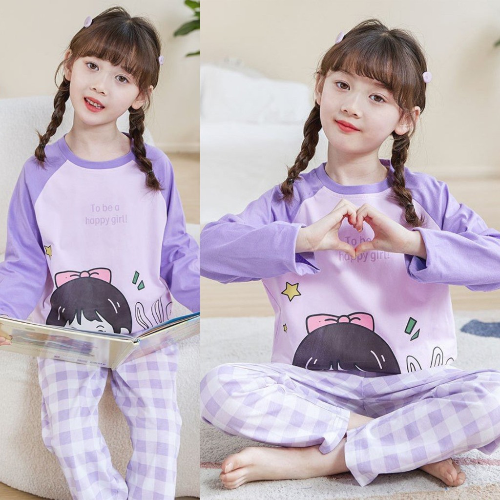 Bộ Dài Tay Bé Gái 4 –  12 Tuổi  Thun Cotton Thu Đông  - Trendykids  Chuyên Đồ Bộ Dài Tay Bé Gái Size Đại