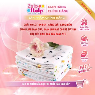 Set 10 khăn sữa sợi tre Zelo baby xuất Hàn cao cấp