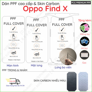 Dán PPF & Vân Carbon Oppo Find X cho màn hình,mặt lưng, full viền loại trong, nhám chuẩn xịn