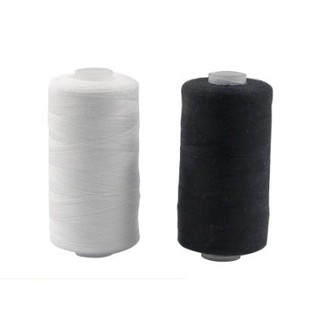 Cuộn chỉ khâu vá thủ công màu đen/trắng, kéo cắt chỉ, xâu kim