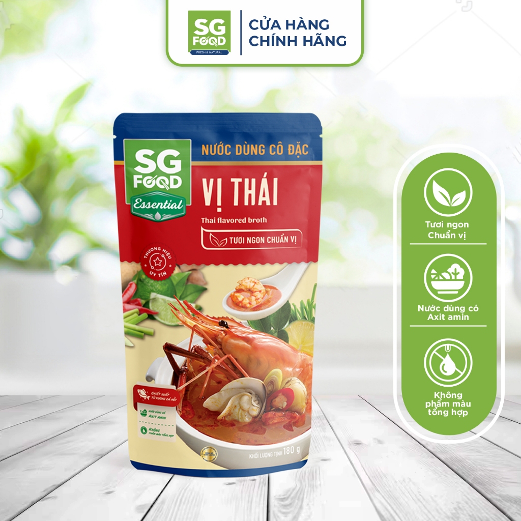 Combo 5 Gói Nước Dùng đủ vị SGFood 180g ( Thái, Kim Chi, Nấm, Hải Sản, Thái Chay)