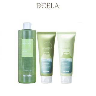 Combo rau má 3 món làm sạch da prettyskin nước tẩy trang sữa rửa mặt tẩy da chết
