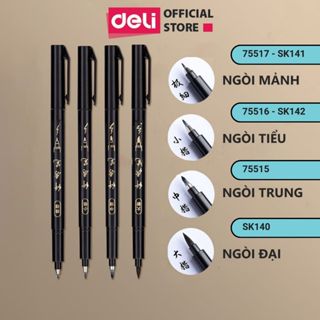 (3c) Bút viết thư pháp Deli chữ Hán Calligraphy brush pen nhiều kích cỡ ngòi nhanh khô vpp Diệp Lạc