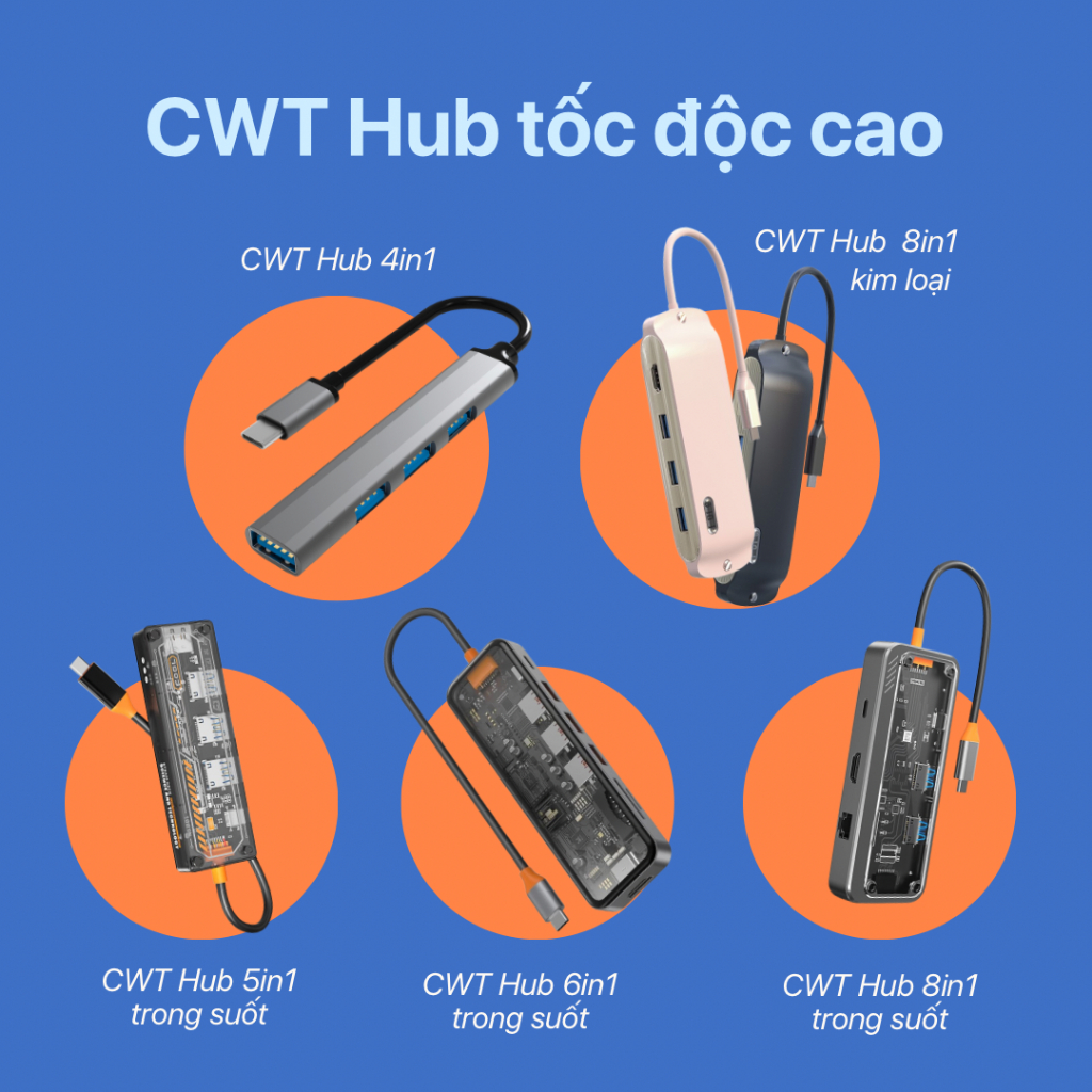 HUB chuyển đổi đầu CWT cho Mac.b.o.o.k, các dòng thiết bị cổng Type C