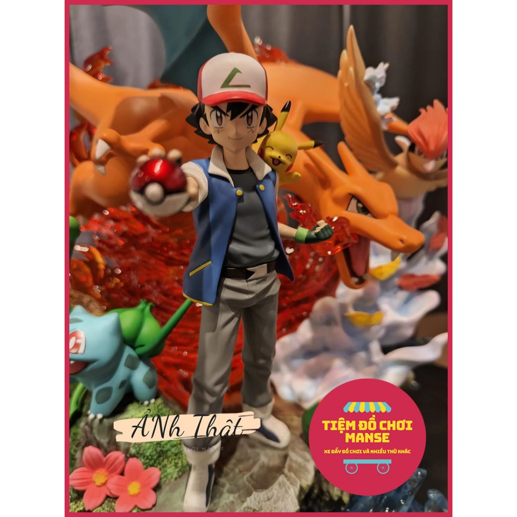 Mô hình Cao 41cm Ash Ketchum - Satoshi và Các Pokemon Siêu To Có Led  - Tiệm Đồ Chơi Manse