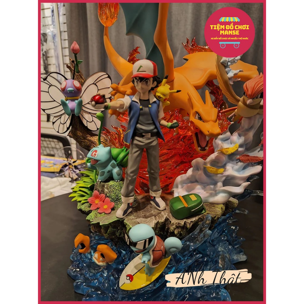 Mô hình Cao 41cm Ash Ketchum - Satoshi và Các Pokemon Siêu To Có Led  - Tiệm Đồ Chơi Manse