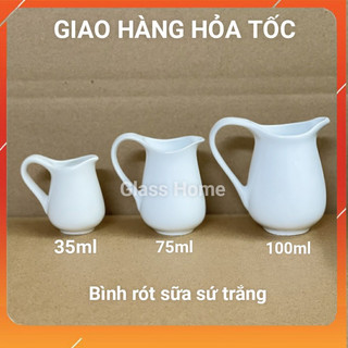 Ly Rót Sữa sứ trắng 35ml 75ml 100ml - Bình rót sữa Milk Jar