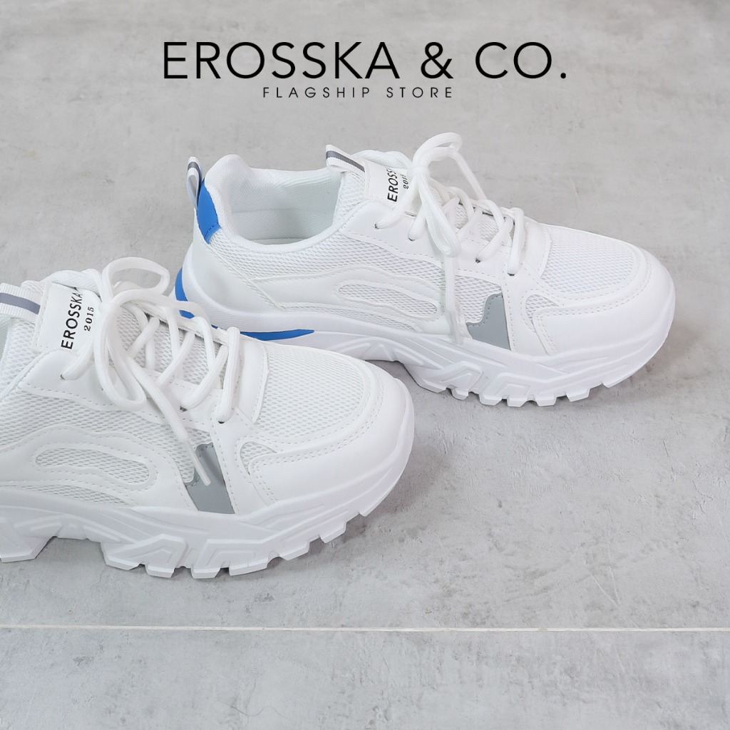 Erosska - Giày thể thao nữ đế độn thời trang kiểu dáng đơn giản màu trắng - GS025