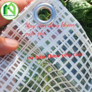 [Khổ 1,2,3 mét ] Bạt Trong Caro Che Mưa Lấy Sáng 70%-May Viền Đóng Khoen Sẵn-Chiều Dày Tùy Vào Bạn Đặt