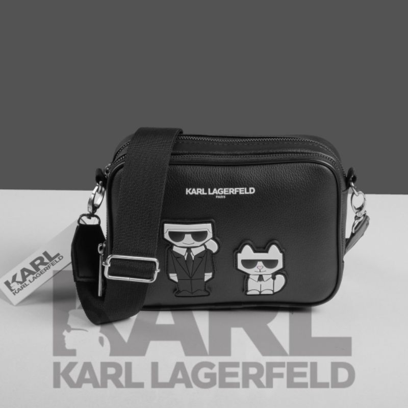 TÚI CHÉO NAM KARL LAGERFELD MEN BLACK/GOLD MG21 LOGO CAO SU CAO CẤP ,cao cấp