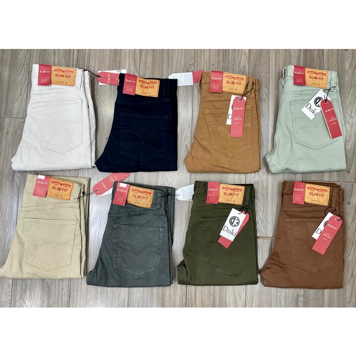 Quần Kaki Nam Cao Cấp Nâu bò KA màu lạ đẹp, quần jean nam dáng đứng, chất co giãn, Cambodia - Doki