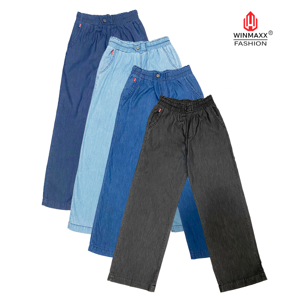 Quần Dài Denim Nữ Ống rộng Lưng Thun A48 Thương hiệu Sevenstars