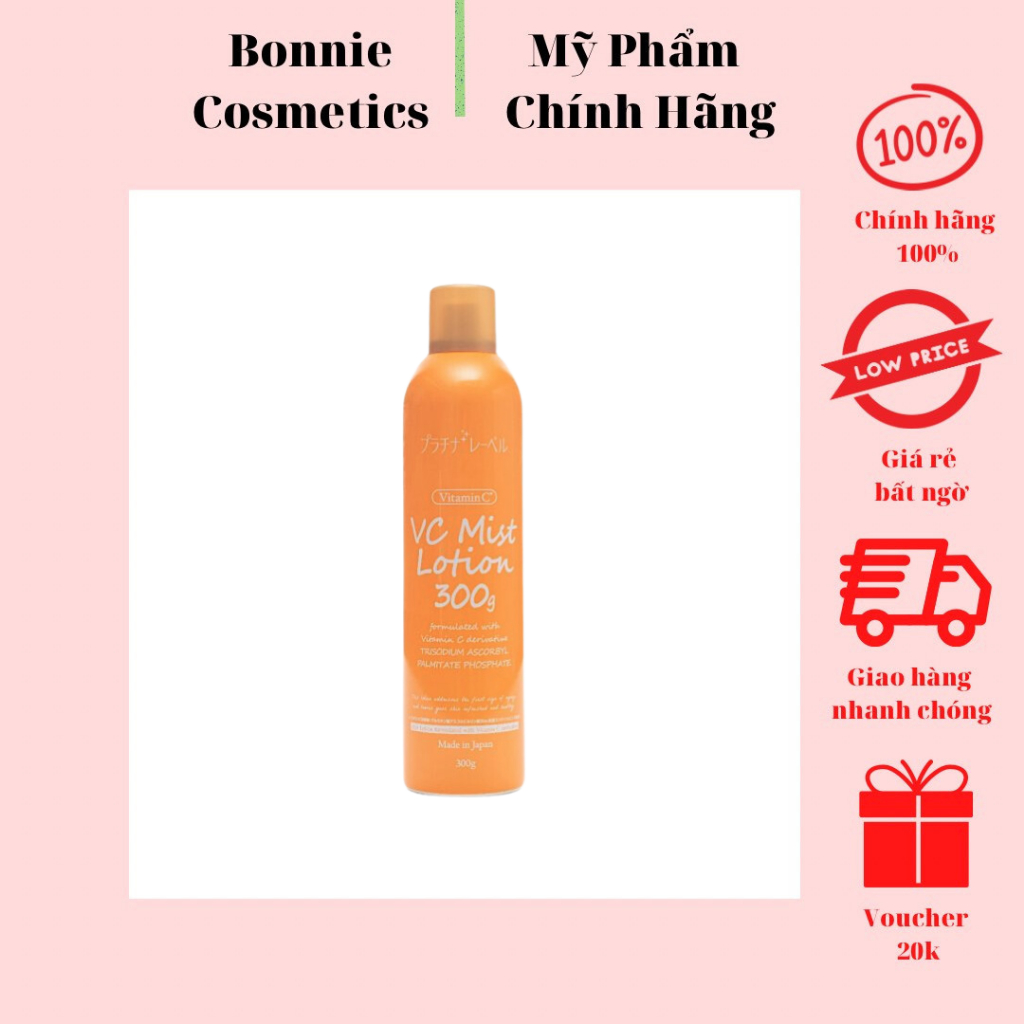 Xịt khoáng VC Mist Lotion vitamin C khắc phục tình trạng da khô, an toàn lành tính cho da 300g - BonnieCosmetics