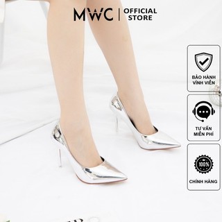 Giày Cao Gót Mũi Nhọn Da Bóng Gót Cao 12cm MWC 3984