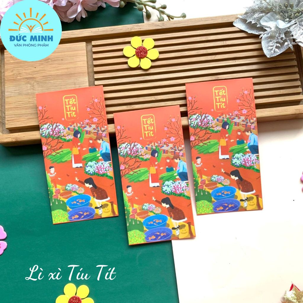 Lì xì cao cấp “Tết Tíu Tít” vẽ tay C150 cán mờ sang trọng  - vpp Diệp Lạc