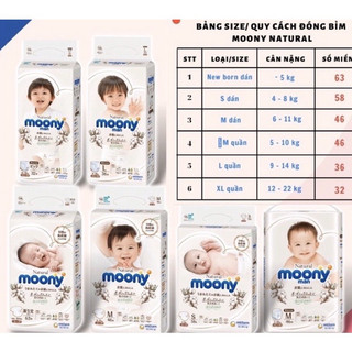 Bỉm Moony trắng - Nhật đủ size cho bé