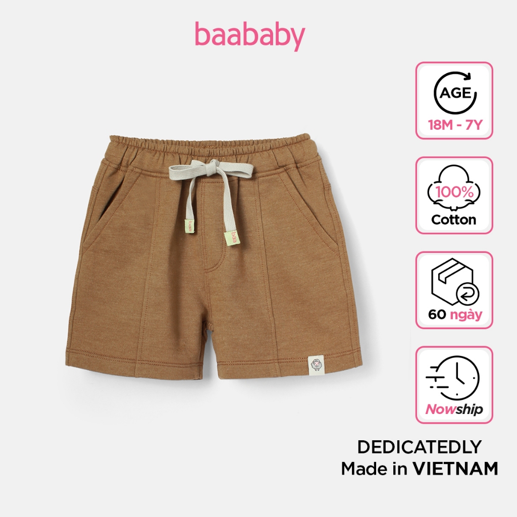 Quần short bé trai phong cách, quần sooc thun diễu chỉ cho bé trai từ 1 tuổi - 7 tuổi Baa Baby - QU36N