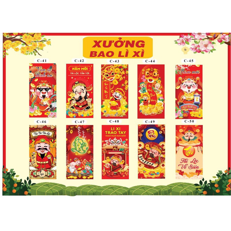 Lì Xì Sấp 10 cái Từ Mẫu 41 - 60 Giấy C150
