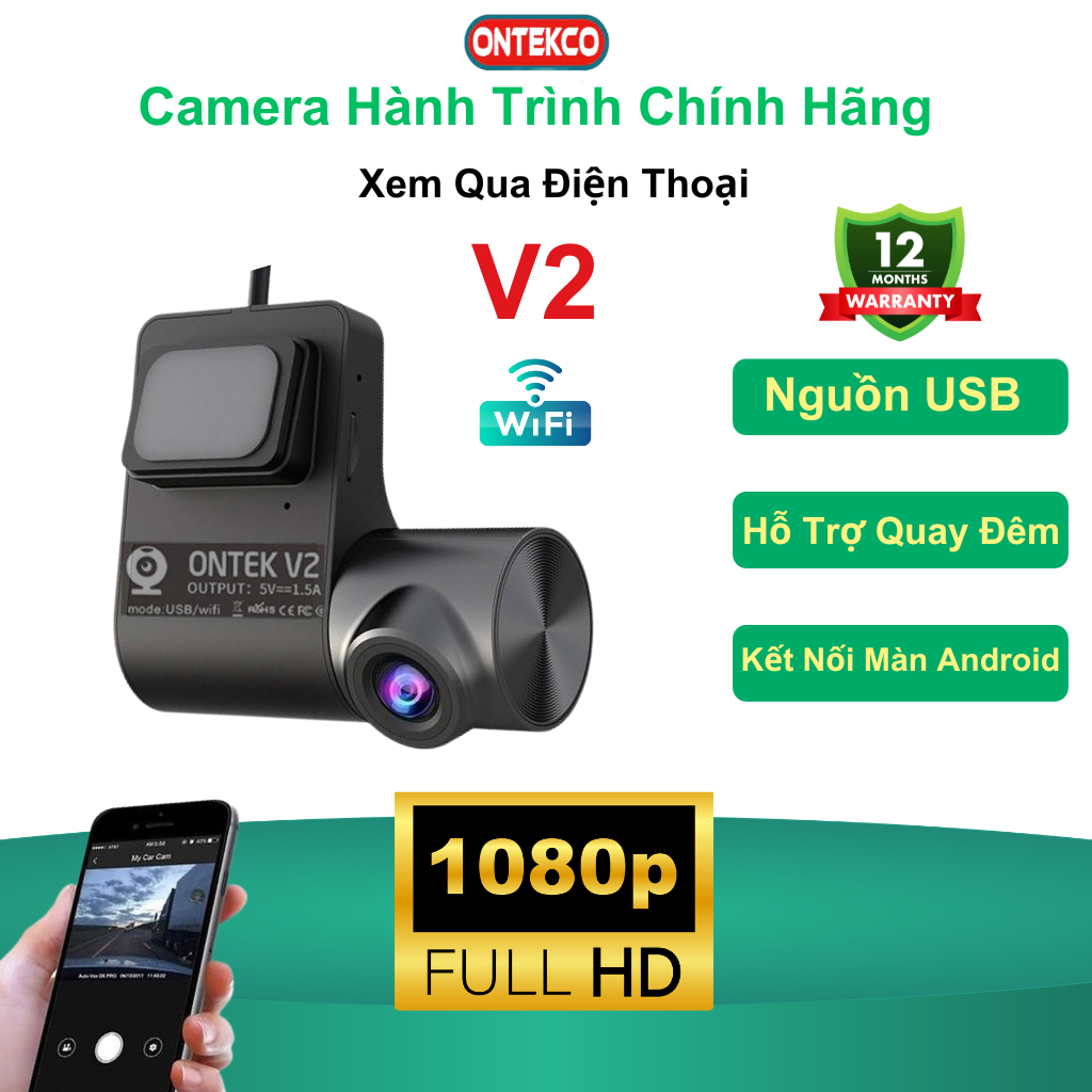 Cam Hành Trình ONTEK V2 Kết Nối Wifi, Độ Phân Giải 1080P, Xem Trực Tiếp Video trên điện thoại qua wifi | BigBuy360 - bigbuy360.vn
