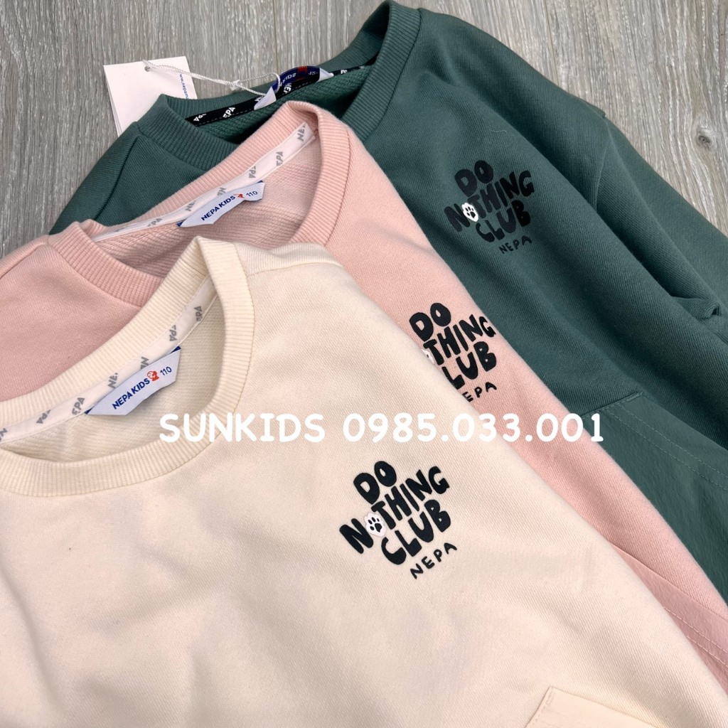 Bộ bé trai bé gái nỉ thể thao túi hộp In chữ Do Nothing