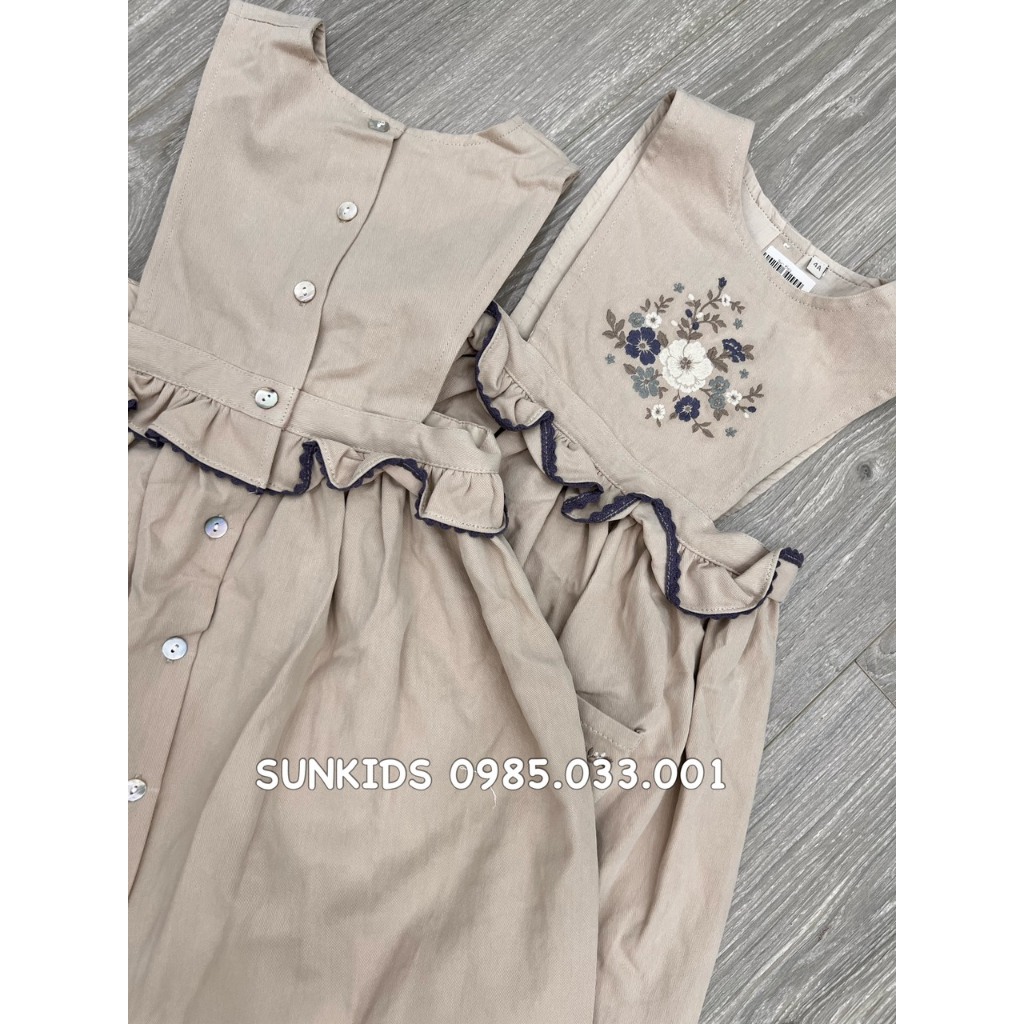 Yếm bé gái Susuncra nâu kaki xuất Hàn