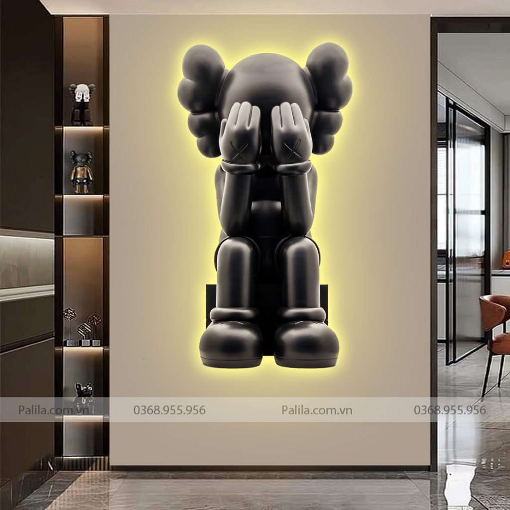 Tranh Trẻ Em Treo Tường Đèn Led Có Điều Khiển - Tranh Gấu BearBrick Decor Đẹp