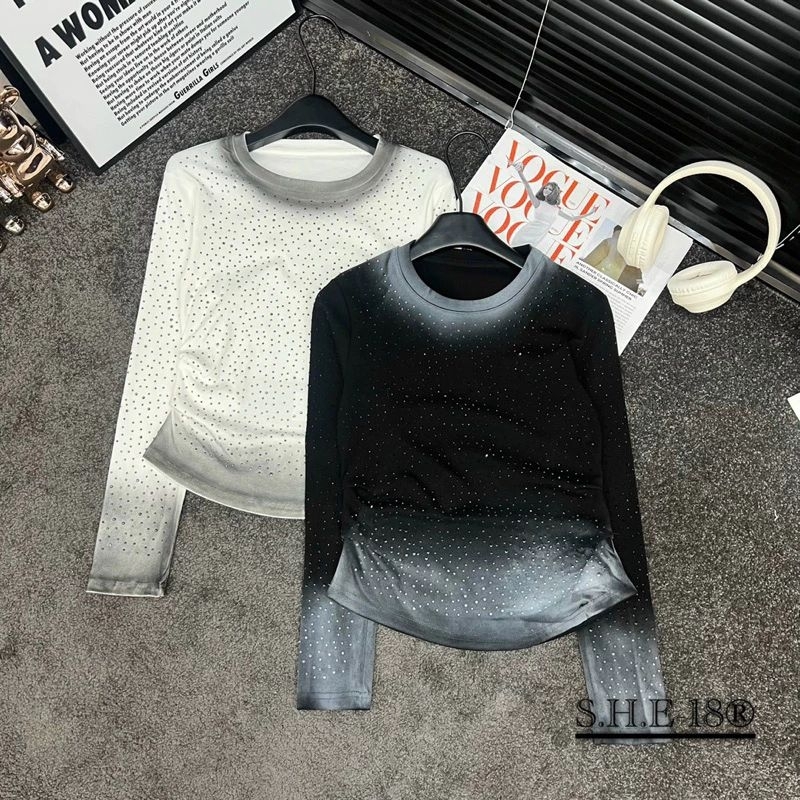 Áo thun đính đá loang hàng QC