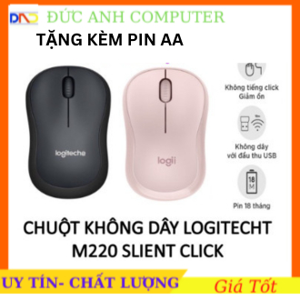 Chuột Không Dây Logitech M220 Không Tiếng Động- Có Công Tắc On/Off - Độ Nhạy Cao - Hàng Nhập Khẩu , Tặng Pin