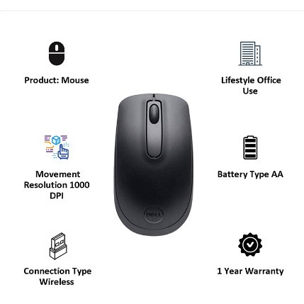 Chuột không dây Dell WM118 - Bảo hành 12 tháng, DIGIWORLD Phân Phối