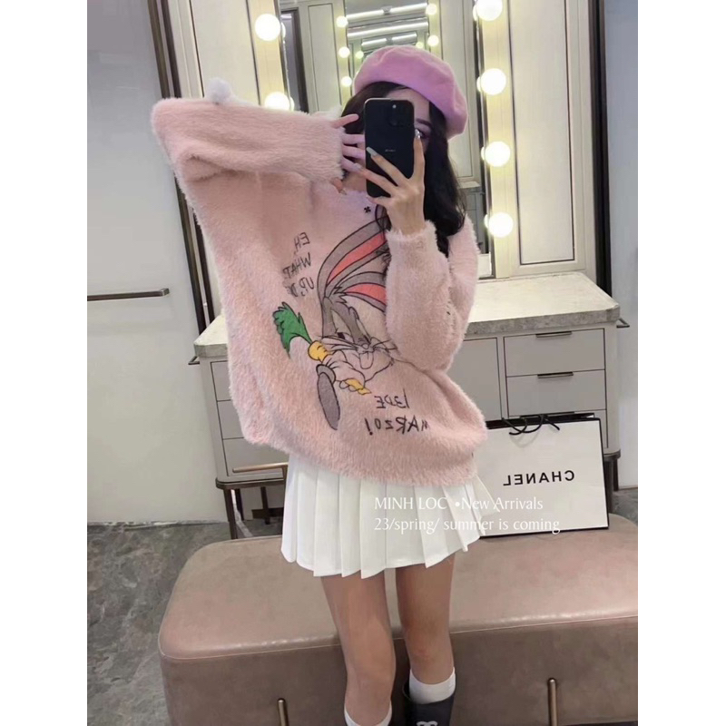 Áo len lông thỏ bunny 13de Mazo màu pastel