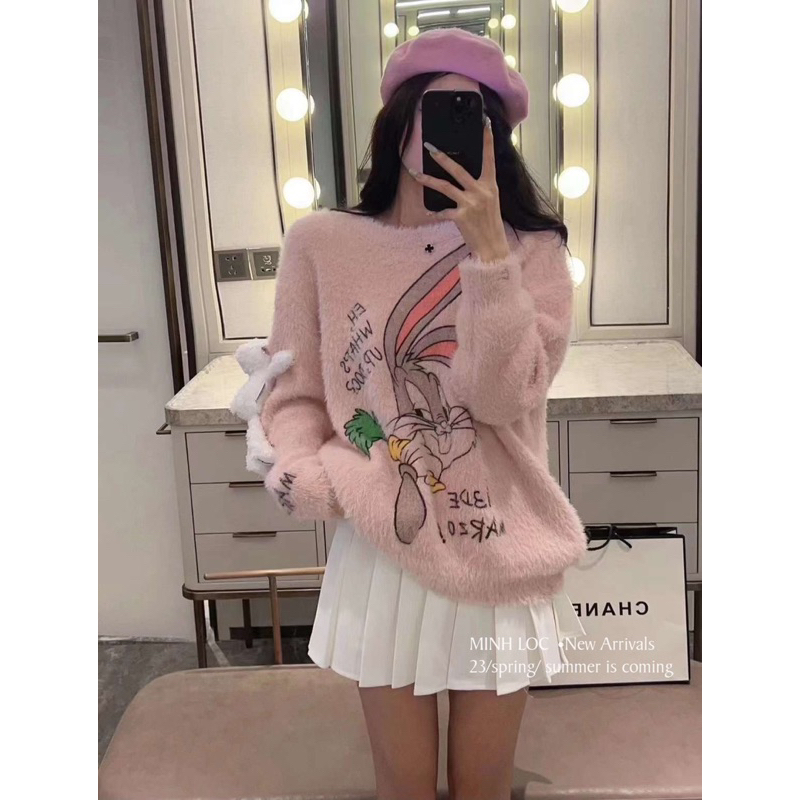 Áo len lông thỏ bunny 13de Mazo màu pastel