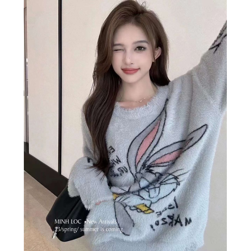 Áo len lông thỏ bunny 13de Mazo màu pastel