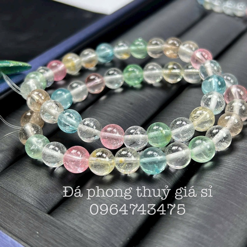 Vòng tay đơn đá Topaz màu đẹp chất trong size 7-7.5mm hàng kiểm định kèm hộp