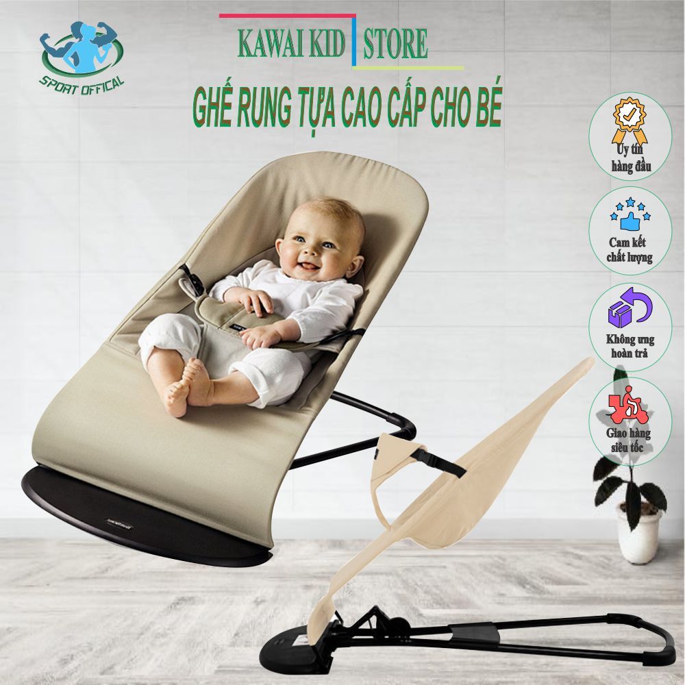 Ghế Nhún Rung Cao Cấp chống võng lưng cho trẻ sơ sinh từ 2 tháng đa năng cho bé, chất liệu cotton thoáng mát an toàn