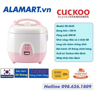 NỒI CƠM ĐIỆN 1,0 LÍT CUCKOO CR-0632 nhập khẩu Hàn Quốc dùng gia đình 2 - 4 người ăn nấu 0.5kg gạo