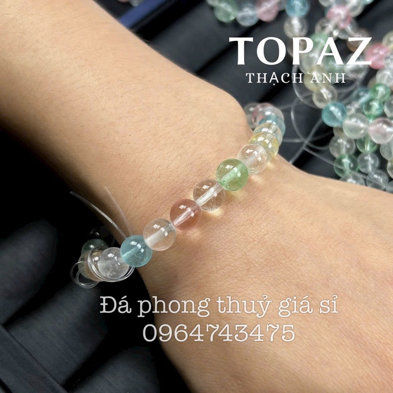 Vòng tay đơn đá Topaz màu đẹp chất trong size 7-7.5mm hàng kiểm định kèm hộp