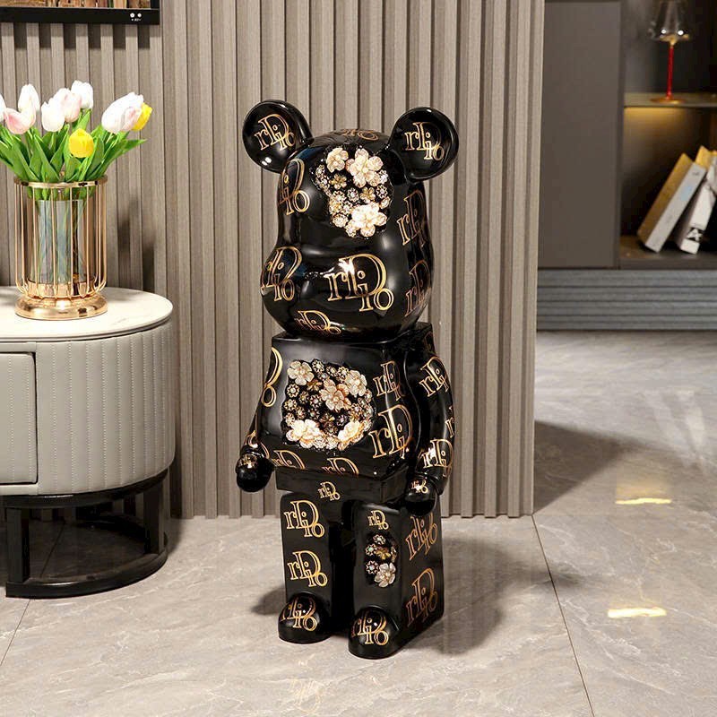 Gấu BearBrick-tượng gấu BearBrick ĐÍNH HOA-kt 80cm-trang trí decor nhà cửa,sang chảnh-đẹp,giá rẻ-quà tặng ý nghĩa