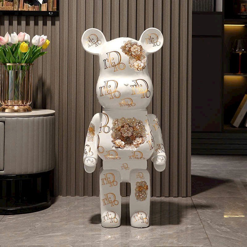 Gấu BearBrick-tượng gấu BearBrick ĐÍNH HOA-kt 80cm-trang trí decor nhà cửa,sang chảnh-đẹp,giá rẻ-quà tặng ý nghĩa