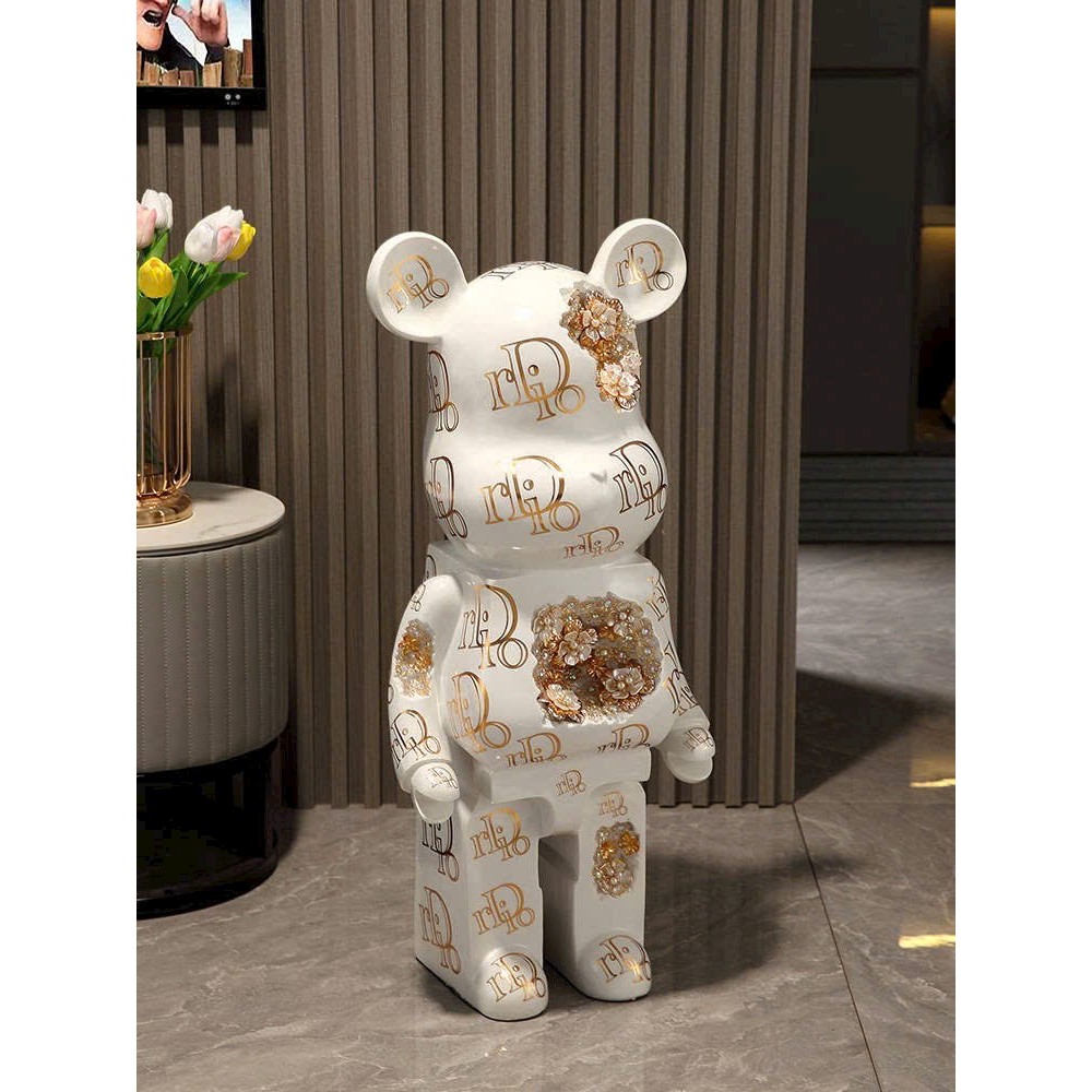 Gấu BearBrick-tượng gấu BearBrick ĐÍNH HOA-kt 80cm-trang trí decor nhà cửa,sang chảnh-đẹp,giá rẻ-quà tặng ý nghĩa