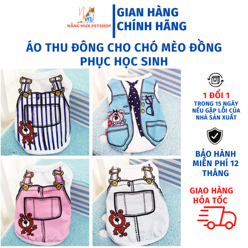 Áo sơ mi thú cưng hoạt hình dễ thương quần áo mùa thu cho chó mèo