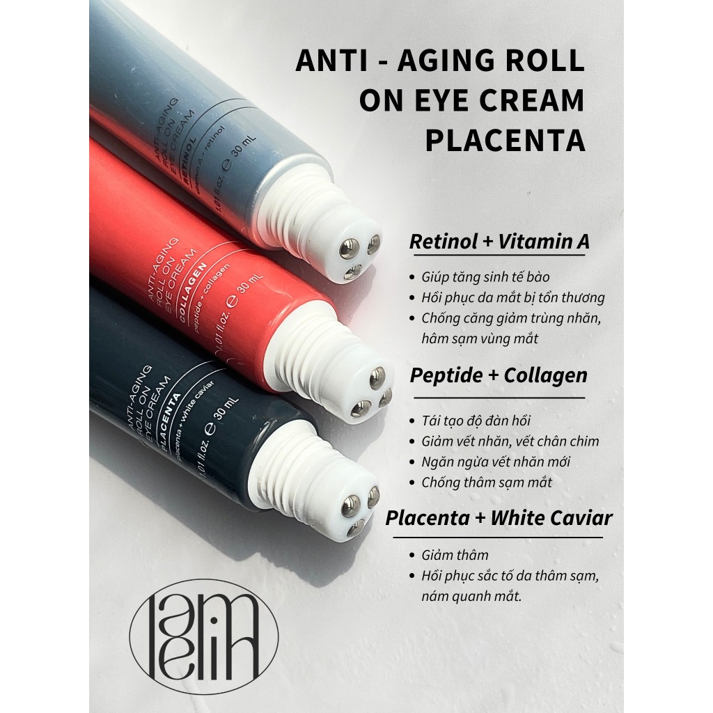 Kem Dưỡng Mắt LAMELIN Kèm 3 Đầu Bi Massage Thanh Lăn Retinol Chống Lão Hóa - Bebeau