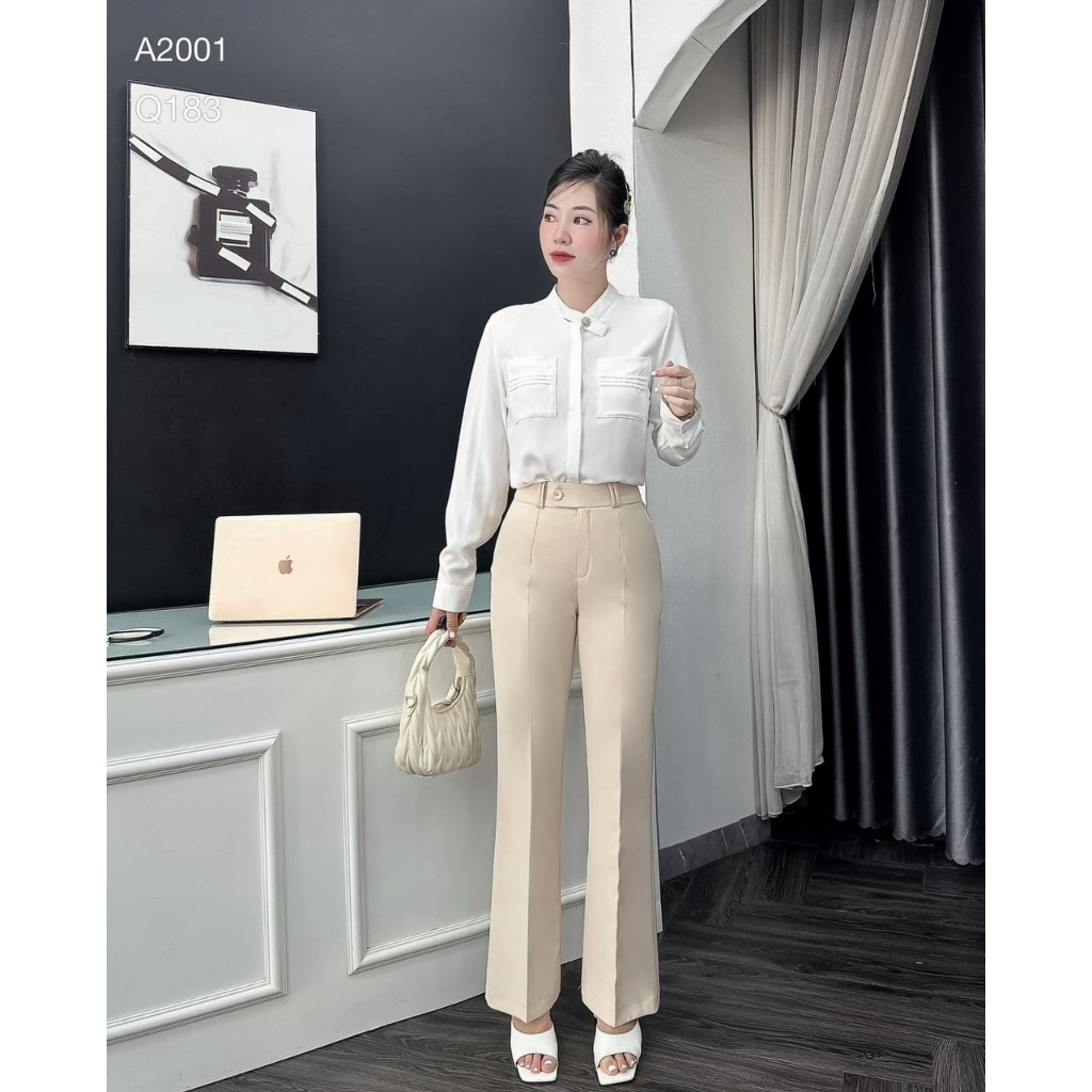 Quần ống loe cạp cao hàng cao cấp siêu hách dáng-XMNP-Mã 48M