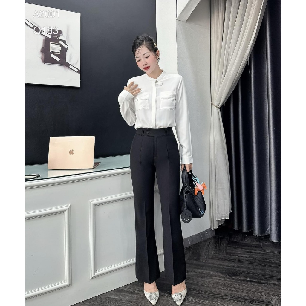 Quần ống loe cạp cao hàng cao cấp siêu hách dáng-XMNP-Mã 48M