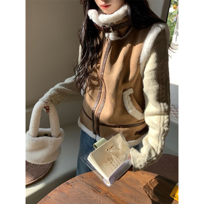 TKLIHN Áo gile LÔNG CỪU ulzzang phong cách RETRO sang chảnh 2023 Áo gile da lộn mix lông HOT TREND